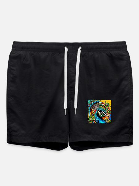 Peacock Pop Art - Swim Trunks - black