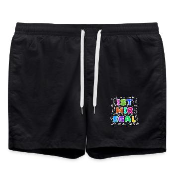Relax Statement Ist Mir Egal Gleichgültig Haltung - Badeshorts - Schwarz - Vorne - AI Model Male 185 light (185cm)