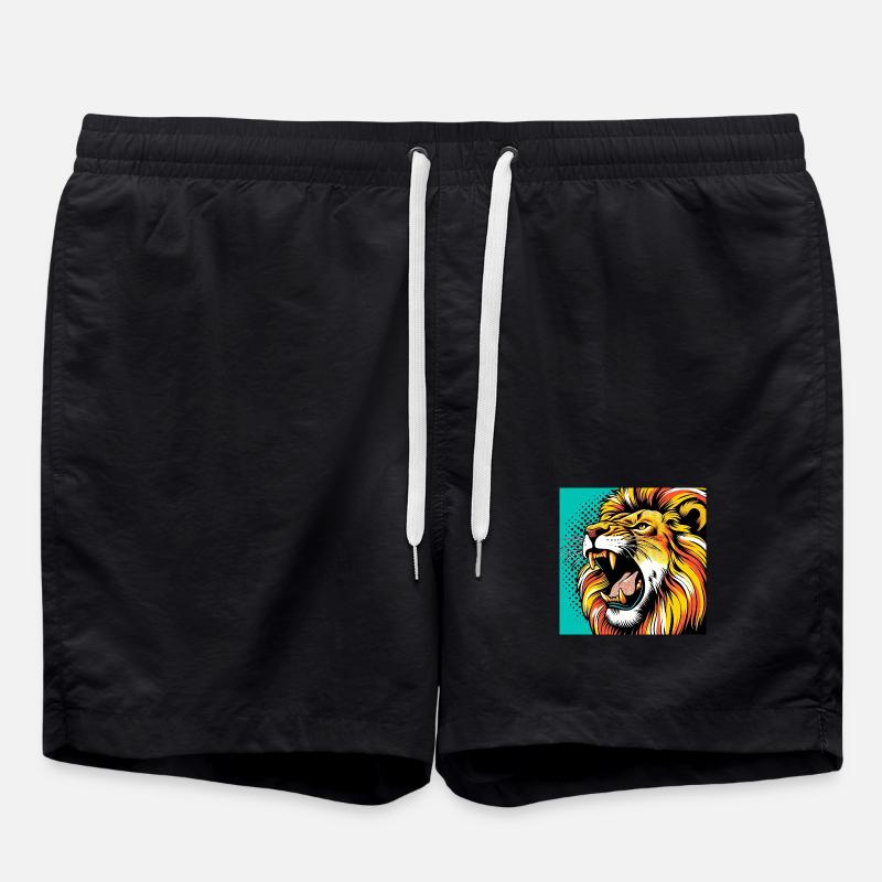 Lion Pop Art - Swim Trunks - black