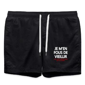 T shirt Humour Vintage Jeunesse - Short de bain - noir - Devant - AI Model Male 185 light (185cm)