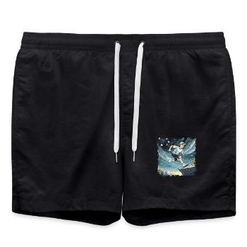 sporty boy comic - Swim Trunks - black - Front - AI Model Male 185 light (185cm)