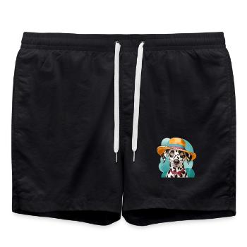 Drôle de dalmatien avec chapeau - Short de bain - noir - Devant - AI Model Male 185 light (185cm)