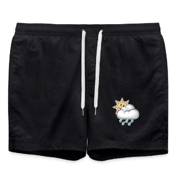 Fröhliche Sonne mit Wolkenregen - Badeshorts - Schwarz - Vorne - AI Model Male 185 light (185cm)
