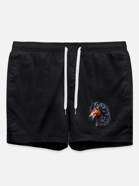 Pferd - Badeshorts - Schwarz