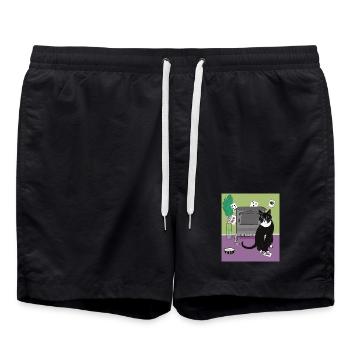 Katze Königin der Herzen. - Badeshorts - Schwarz - Vorne - AI Model Male 185 light (185cm)