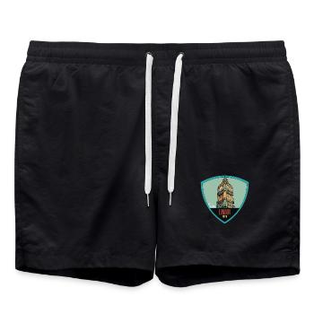 Illustration emblématique de la tour Big Ben - Short de bain - noir - Devant - AI Model Male 185 light (185cm)