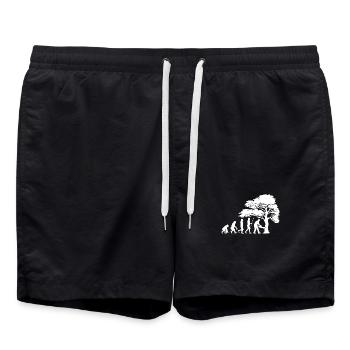 Baum Holz Säge Sägespäne Holzfäller Holzarbeit - Badeshorts - Schwarz - Vorne - AI Model Male 185 light (185cm)