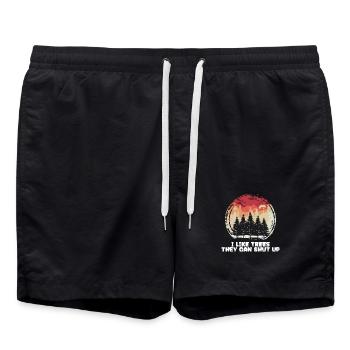 Forêt d’arbres déclaration bûcheron menuiserie forestier - Short de bain - noir - Devant - AI Model Male 185 light (185cm)