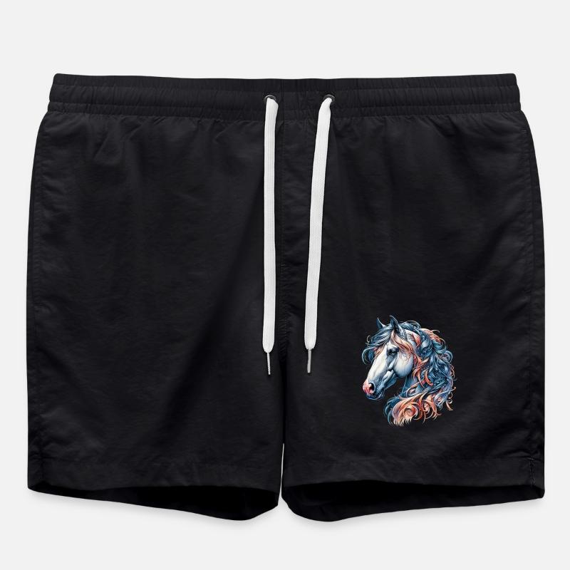 Pferd - Badeshorts - Schwarz