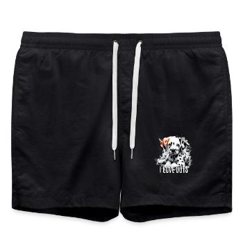 Dalmatiner Welpe Ich liebe Punkte Hund Geschenk - Badeshorts - Schwarz - Vorne - AI Model Male 185 light (185cm)