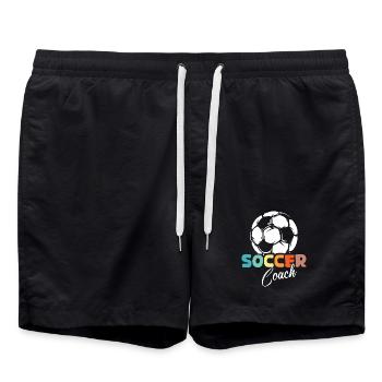 retro soccer coach Fußballspiel Mannschaft Symbol - Badeshorts - Schwarz - Vorne - AI Model Male 185 light (185cm)