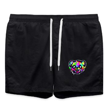 Panda Graffiti Kunst Street Art Sketch Urban - Badeshorts - Schwarz - Vorne - AI Model Male 185 light (185cm)
