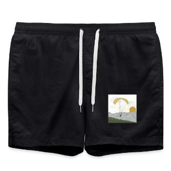 Parapente naviguant dans les montagnes coucher de soleil - Short de bain - noir - Devant - AI Model Male 185 light (185cm)