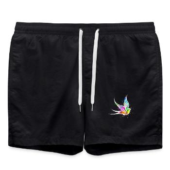 Oiseau Street Art Graffiti Dessin Illustration - Short de bain - noir - Devant - AI Model Male 185 light (185cm)