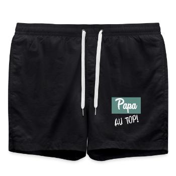 VATERTAG. FROHER VATERTAG. PAPA. ALLES GUTE ZUM GEBURTSTAG. - Badeshorts - Schwarz - Vorne - AI Model Male 185 light (185cm)