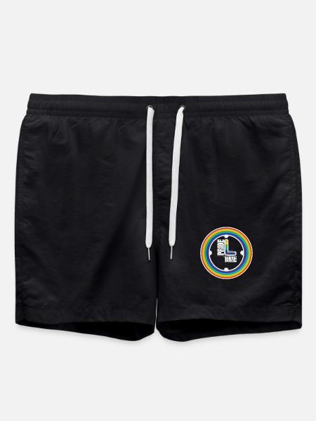 Rainbow Pride Ring Clock - Swim Trunks - black