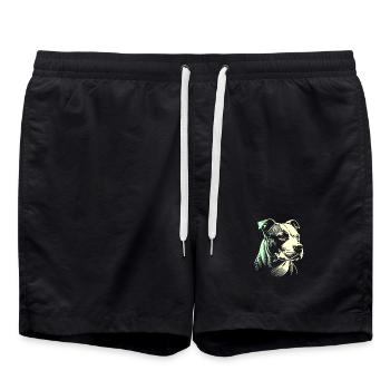 Staffordshire geometrischer Bullterrier, Staffy - Badeshorts - Schwarz - Vorne - AI Model Male 185 light (185cm)