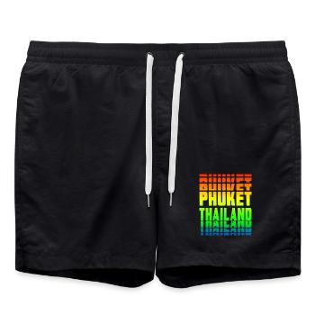 Phuket Thailand rainbow design - Swim Trunks - black - Front - AI Model Male 185 light (185cm)