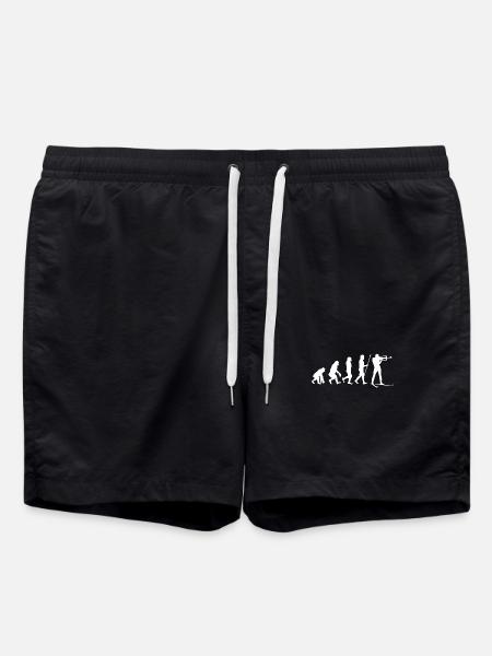 Schifahren Evolution Wintersport Schifahrer Schnee - Badeshorts - Schwarz