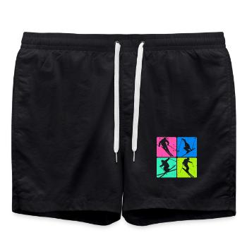 Biathlon Schispringen Wintersport Skiurlaub Schnee - Badeshorts - Schwarz - Vorne - AI Model Male 185 light (185cm)