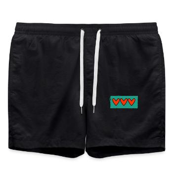 GERADE VERHEIRATET. Junggesellinnenabschied. VALENTINSTAG. PAAR - Badeshorts - Schwarz - Vorne - AI Model Male 185 light (185cm)