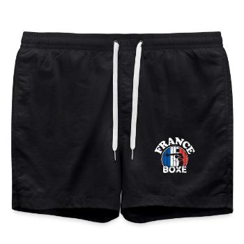 Boxe - France boxe - France - Equipe de boxe. - Short de bain - noir - Devant - AI Model Male 185 light (185cm)