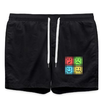 Motifs géométriques - Short de bain - noir - Devant - AI Model Male 185 light (185cm)