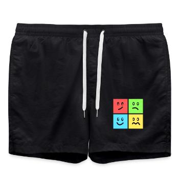Jeux de couleurs géométriques amusants - Short de bain - noir - Devant - AI Model Male 185 light (185cm)
