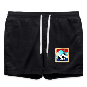 Flagge der Niederlande, Fußball - Badeshorts - Schwarz - Vorne - AI Model Male 185 light (185cm)