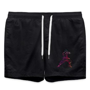Oldschool Kickboxer - Swim Trunks - black - Front - AI Model Male 185 light (185cm)