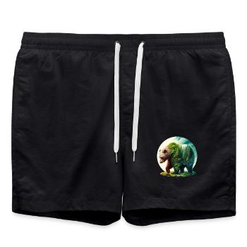 Ours avec forêt en silhouette - Short de bain - noir - Devant - AI Model Male 185 light (185cm)
