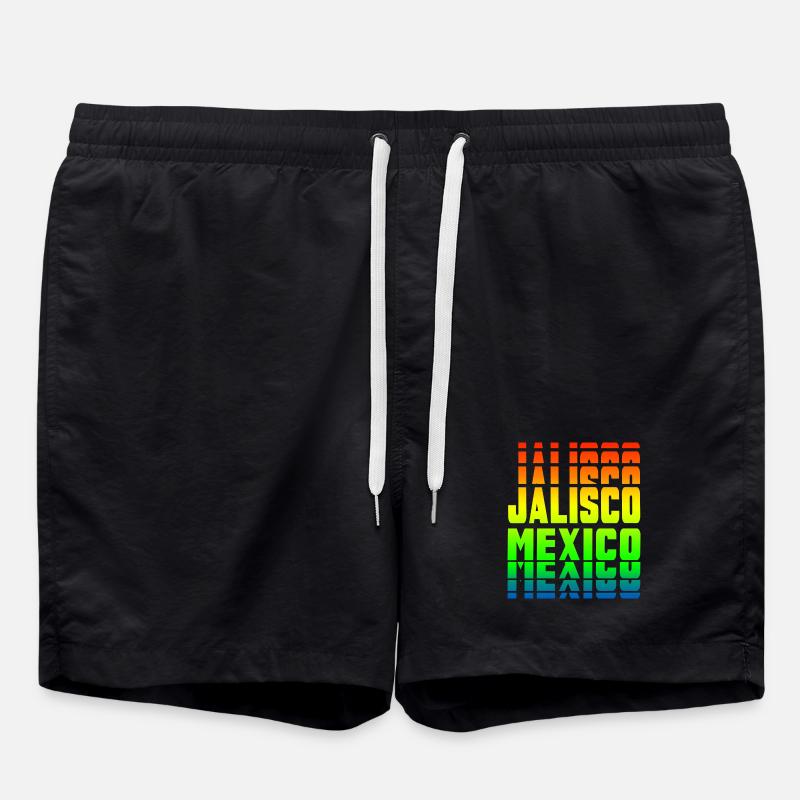 Jalisco Mexico rainbow design - Swim Trunks - black