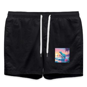 Ours polaire en vacances - Short de bain - noir - Devant - AI Model Male 185 light (185cm)