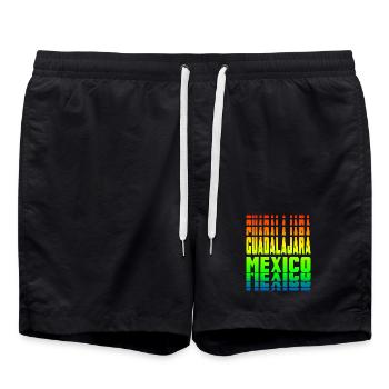 Guadalajara Mexiko Regenbogen Design - Badeshorts - Schwarz - Vorne - AI Model Male 185 light (185cm)