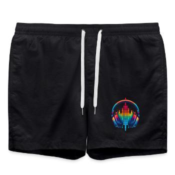 Lebendiger Klang Kopfhörer Regenbogen - Badeshorts - Schwarz - Vorne - AI Model Male 185 light (185cm)