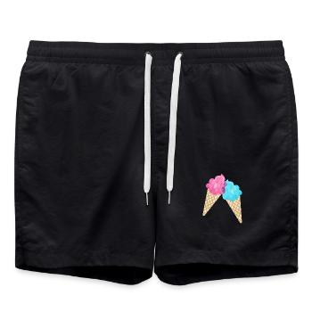 Couple de crème glacée duo glacier d’été salon de crème glacée cool d’été deux fan - Short de bain - noir - Devant - AI Model Male 185 light (185cm)