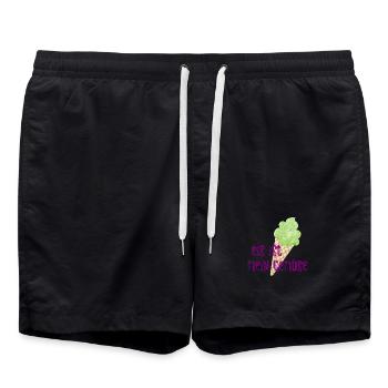 Eis coole lustige Sprüche Gemüse schlecken Eiskrem - Badeshorts - Schwarz - Vorne - AI Model Male 185 light (185cm)