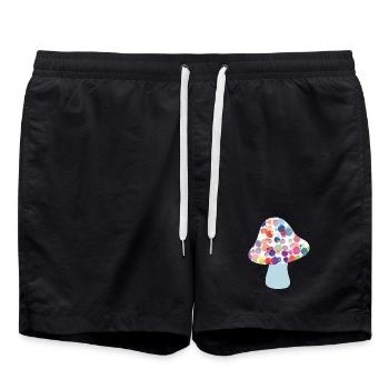 Mushroom Lucky Charm Fall Dots Colorful Kids Dots - Swim Trunks - black - Front - AI Model Male 185 light (185cm)