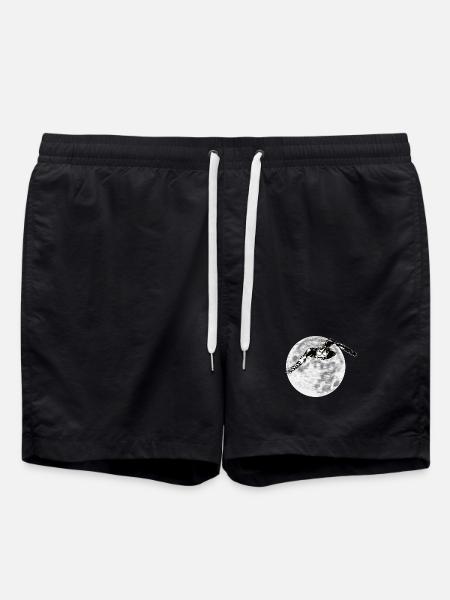 Owl in front of moon - Swim Trunks - black