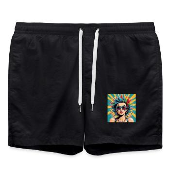 Punk Fille Nancy Avec Lunettes de soleil Rock HipHop Musique - Short de bain - noir - Devant - AI Model Male 185 light (185cm)
