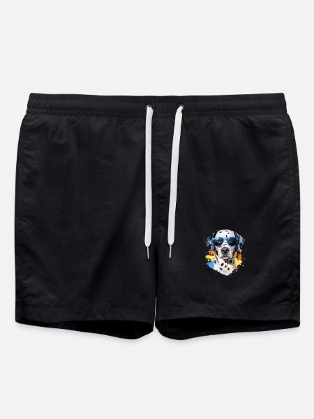 Dalmatian with sunglasses - Swim Trunks - black