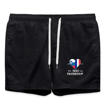 100 % amitié entre la Slovénie et la France - Short de bain - noir - Devant - AI Model Male 185 light (185cm)