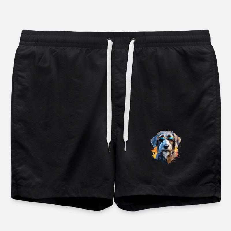 Wolfhound with sunglasses - Swim Trunks - black