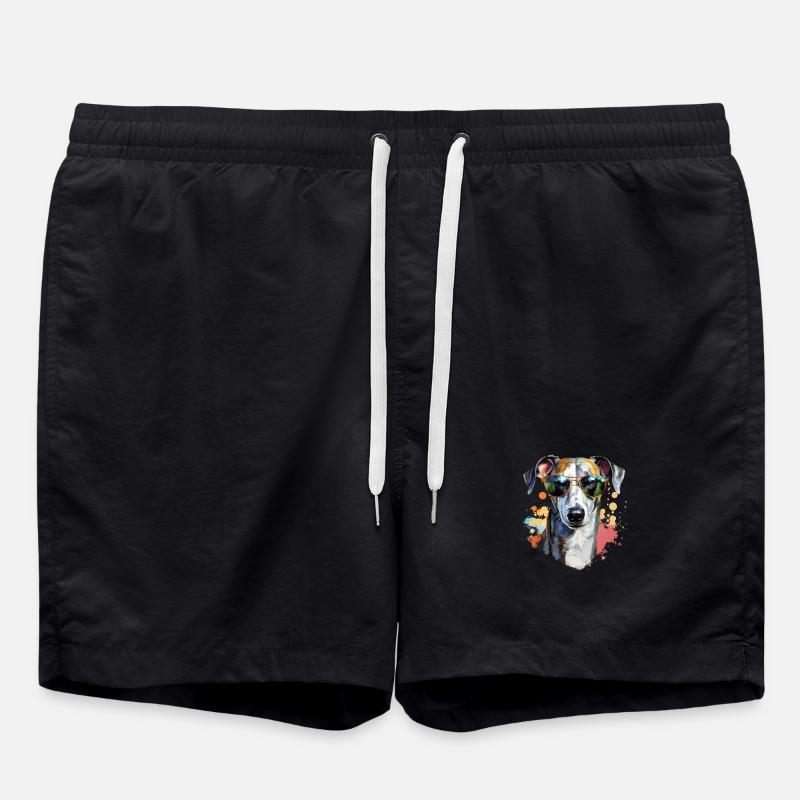 Greyhound with sunglasses - Swim Trunks - black