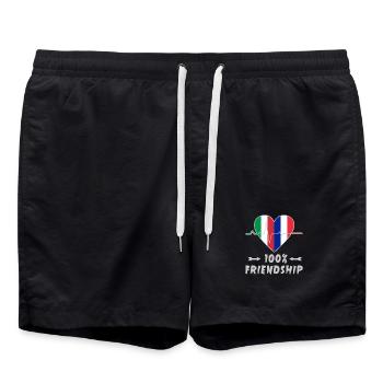 L'Italie et la France : une amitié à 100 % - Short de bain - noir - Devant - AI Model Male 185 light (185cm)