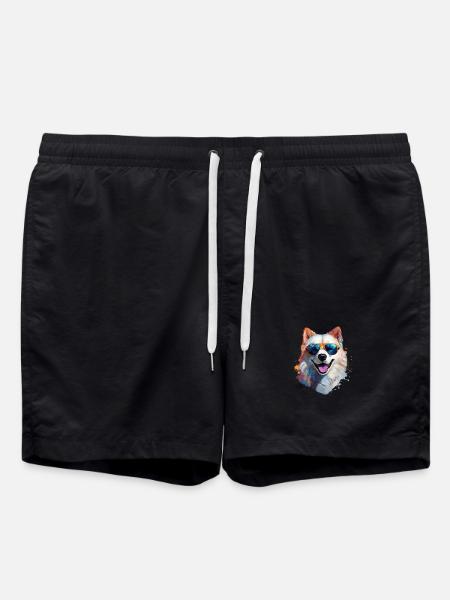 Samoyed with sunglasses - Swim Trunks - black