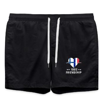 100 % amitié entre la Finlande et la France - Short de bain - noir - Devant - AI Model Male 185 light (185cm)