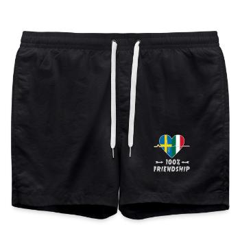 Schweden und Italien 100% Freundschaft - Badeshorts - Schwarz - Vorne - AI Model Male 185 light (185cm)