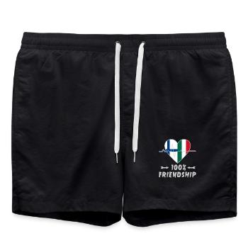 Finnland und Italien 100% Freundschaft - Badeshorts - Schwarz - Vorne - AI Model Male 185 light (185cm)