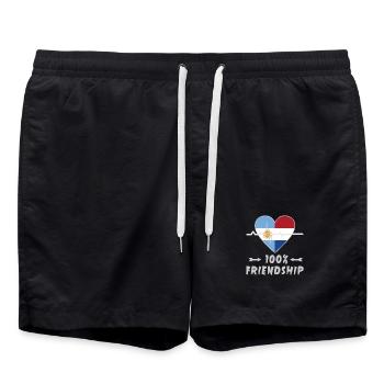 Argentinien und Niederlande 100% Freundschaft - Badeshorts - Schwarz - Vorne - AI Model Male 185 light (185cm)